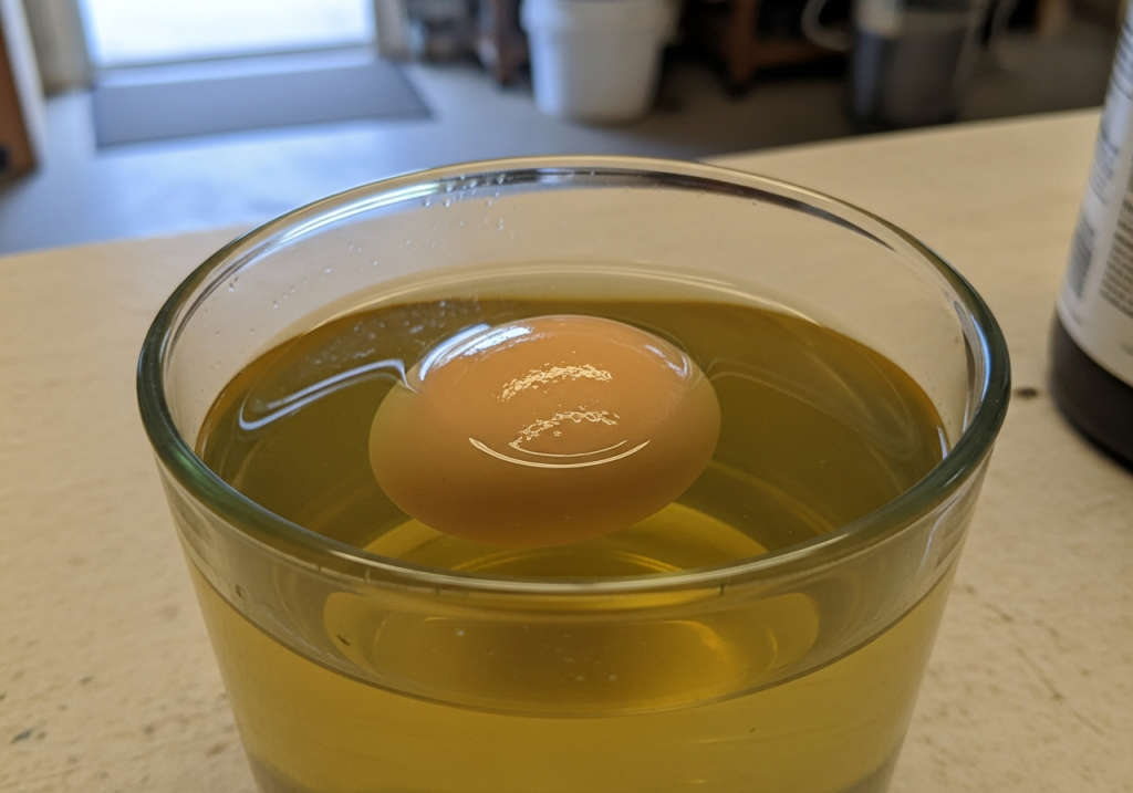 egg floating in lye water
